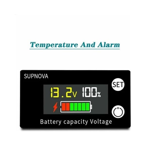 DC 8V-100V Batterivoltmeter Kapasitetsindikator Strømmåler for 12V 24V 48V Litium-ion Blybatterier