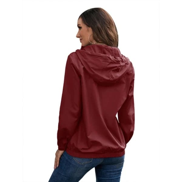 Women's Rain Jacket Waterproof Breathable Thin Raincoat Lightweight Jacket M