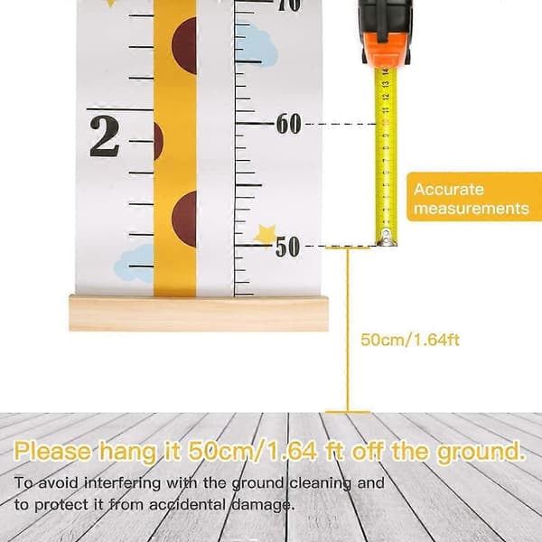Babyns Höjdmätningsdiagram Väggbonad Mätlinjal för Barn Giraff Canvas Trä Sovrum Barnrum