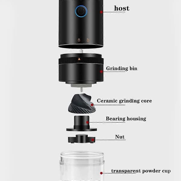 Electric Coffee Grinder with Adjustable Grind Coarseness, Hardness, Compact for Home and Travel