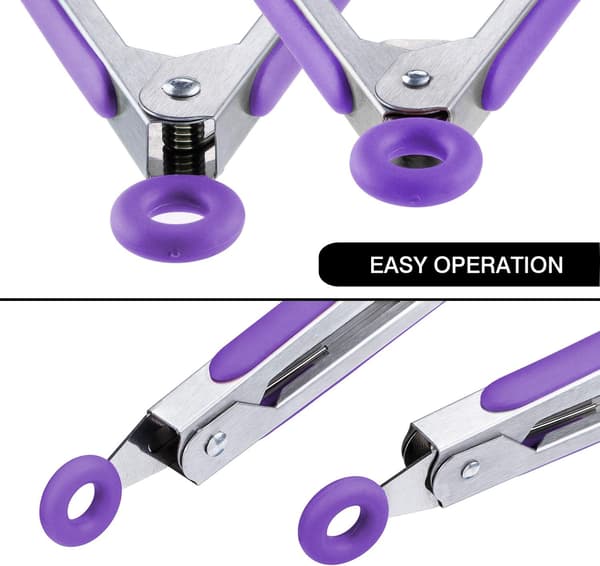 Mini silikone serveringstang 7\" Sæt med 1 - Lilla køkken silikone