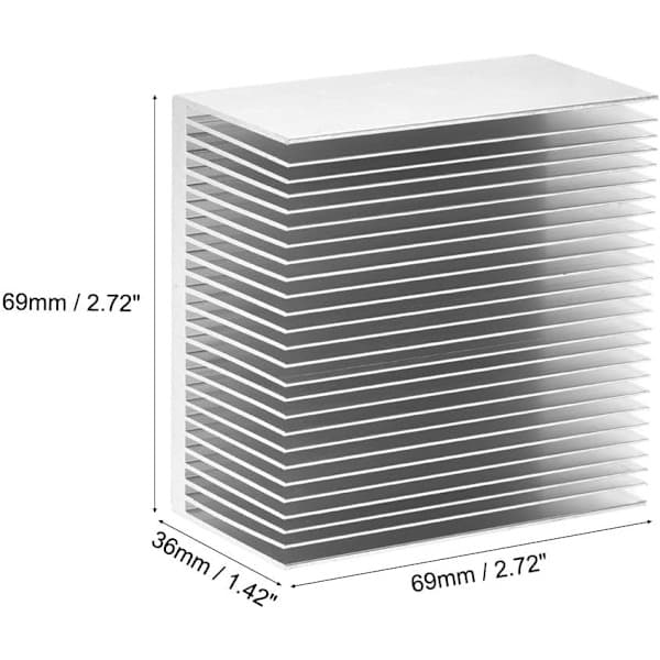 Elektronisk køleplade til LED og strøm sølv 69 x 69 x 36 mm