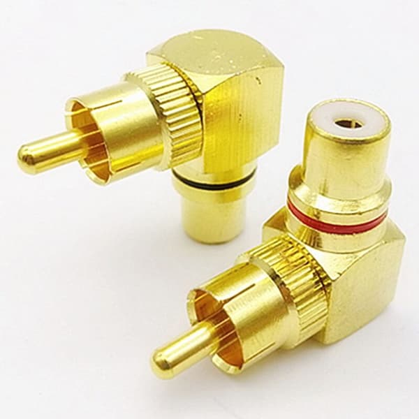 Gold-plated Copper RCA L-shaped Male Conversion Head - 90 Degree Wall Signal Line Conversion Socket