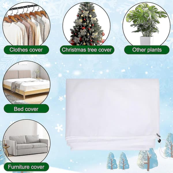 Christmas Tree Storage Bag, Dustproof Non-Woven Storage Cover with Drawstring and Zipper for Upright Trees, White 4 x 9 ft