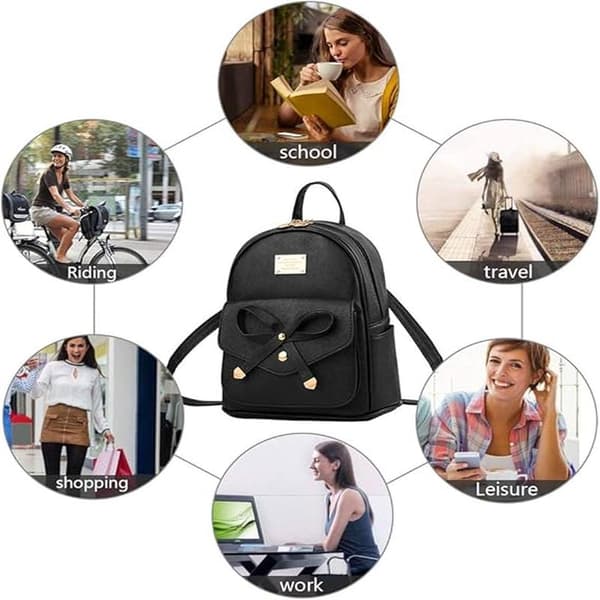 Women's Backpack Mini Backpacks Girls Bow PU Leather Backpack Bag Cute Shoulder Bag Backpack