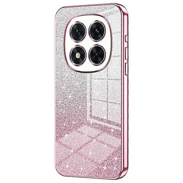 For Xiaomi Redmi Note 14 Pro 5G Deksel Elektroplettering Gradient Glitter TPU Telefondeksel - Rosa Multicolor Pink Multicolor Pink