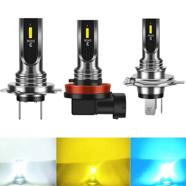 2 st LED-dimljus till bil, H4 H7 H8 H11 LED-strålkastarsats, dimljuslampor för fordon, universal dimljus Yellow Light H8 or H11