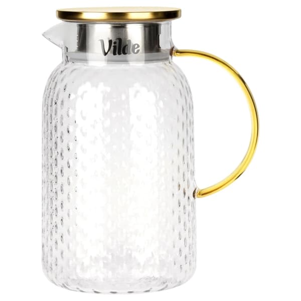 Glassmugge med lokk og sil, 1,5 liters kapasitet