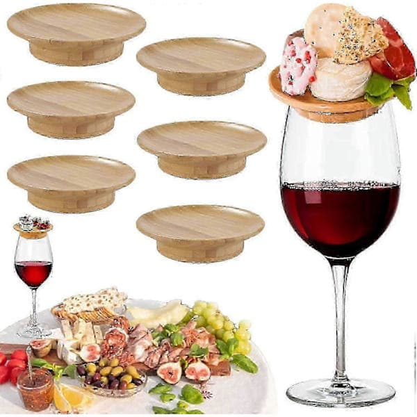 Set med 6 dekorationer för vinglas, charkbricka, bambuplatta, aperitif, Delar 0619 (LGL)