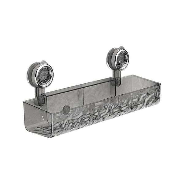 Drill-Free, Light Luxury Style Glacier Pattern Suction Cup Shelf, Bathroom Shower Organizer Grey Long