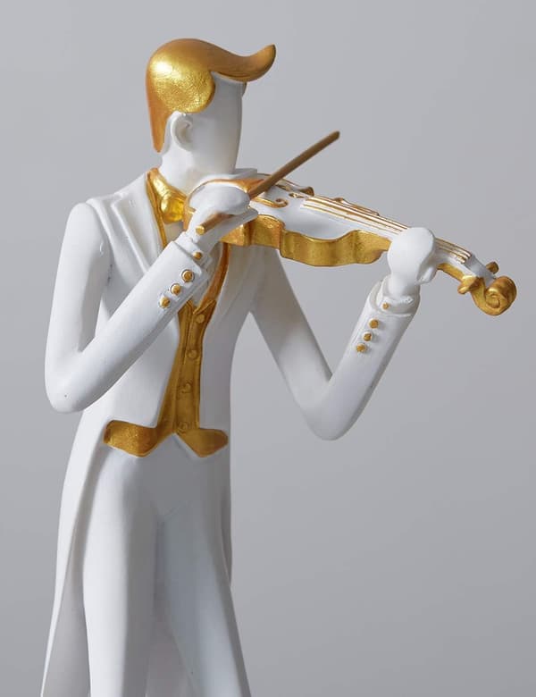 Musikerstatue Skulptur Musikkstatue Dekorasjon Harpiks A Vio