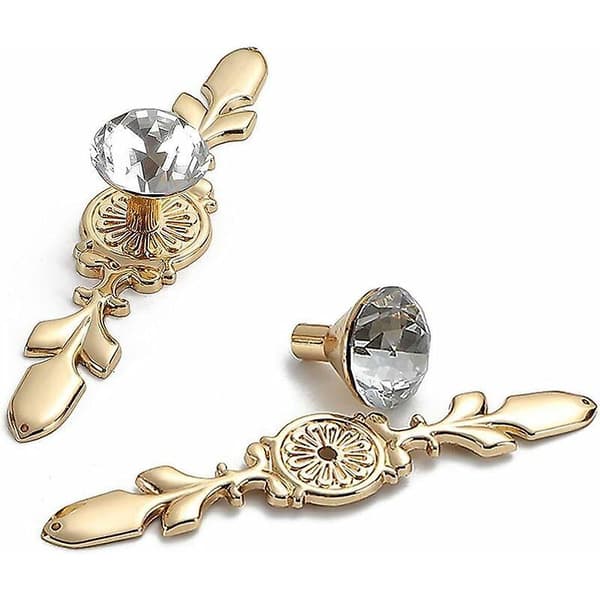 6 Pieces Diamond Door Knobs Gold Crystal Door Knobs Cabinet Knob Diamond Cabinet Handles Diamond Crystal Knobs for Home Decoration with Screws, 120 mm