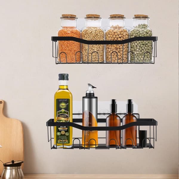 Black 5-Piece Shower Caddy - Drill-Free, Self-Adhesive, Rustproof, for Bathroom, Kitchen
