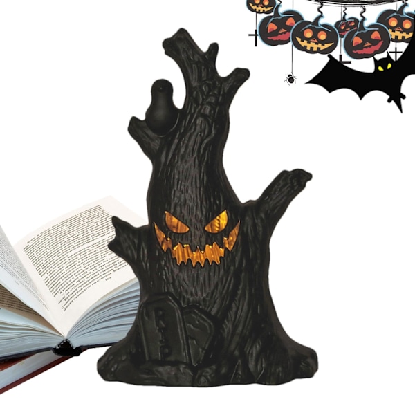 Halloween Decorative Ghost Tree Stump with LED Light, Luminous LED Ghost Tree Stump Battery Operated for Halloween Party-WQ 3 Pcs