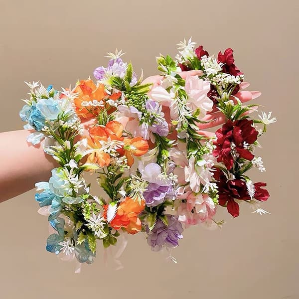 Justerbar kunstig blomsterkrans, 17-18 cm, oransje Orange