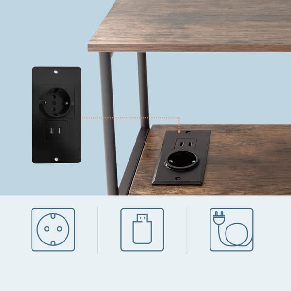 Sidebord med USB-porte og stikkontakter