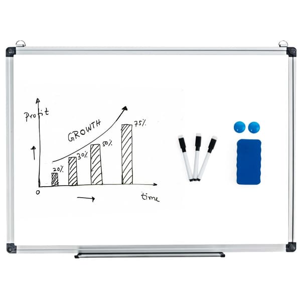Magnetisk whiteboard med aluminiumramme, 60 x 40 cm