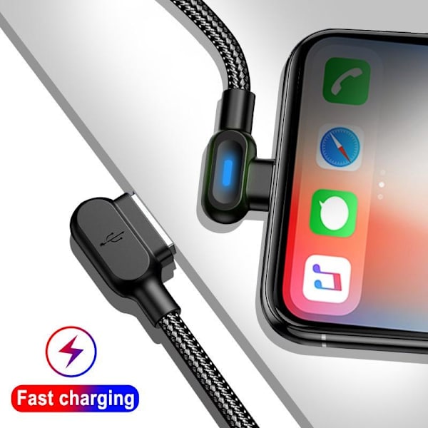 Kulmikas 90 asteen latauskaapeli USB a - USB c / iPhone Lightning punainen punainen röd (Lightining) 1 meter