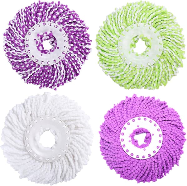 4-pakning Clean Twist Disc Mop-erstatningshode, gjenbrukbar mikrofiber