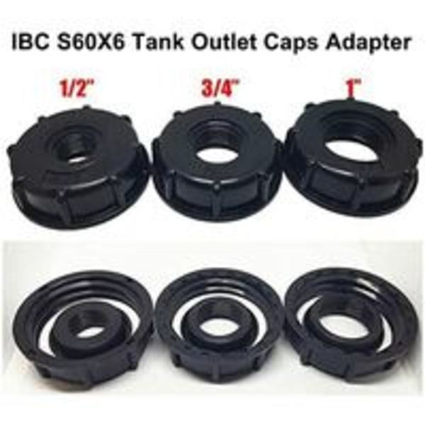 IC 3-pak IBC tanktilbehør, indvendigt gevind, 1\" 3/4\" 1/2\" IBC adapter flad