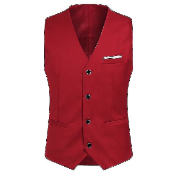 Herredragt Business Casual 3-delt jakkesæt blazerbukser Vest 9 farver Z Hotsælgende varer Red XL