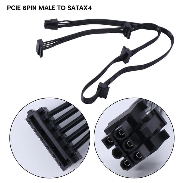6PIN til 4x SATA Strømmodulkabel til RM850x RM1000x RM550x RM650x RM750x Modulær Strømforsyning