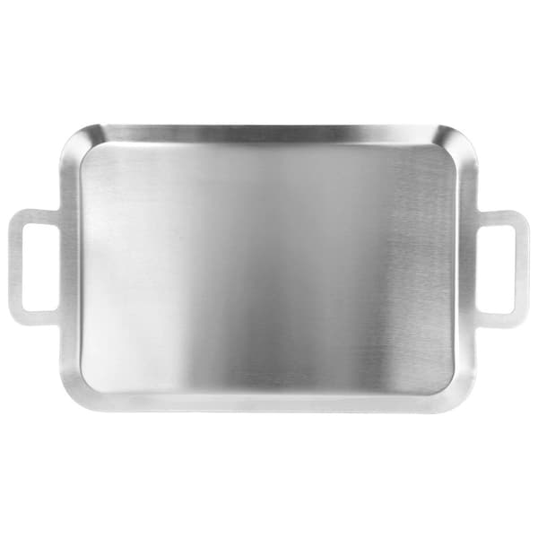 Stekeplate i rustfritt stål med håndtak, 43x25 cm