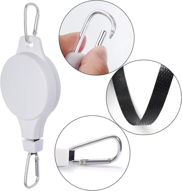 6 Garden Hooks - Retractable Plant Pulley, Adjustable Height - for Baskets and Pots - White - 90 cm