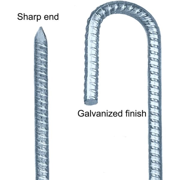 8-pakning galvaniserte teltplugger med J-krok, 30 cm markfester i stål for trampoline