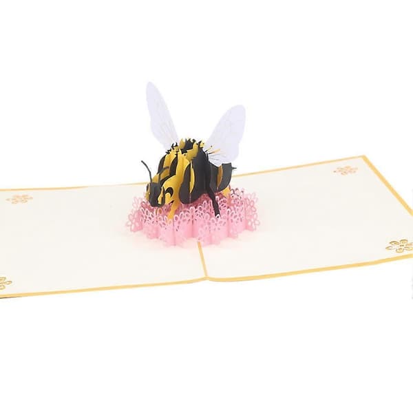 Creative Bee Flower 3D Pop Up Paper Greeting Card Thanksgiving Birthday Gift