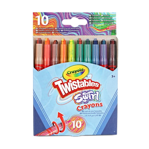 Vridbara virvelkritor, 4 färger i 1, 10-pack