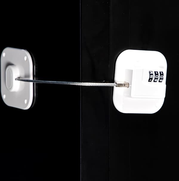 White 2-Piece Refrigerator Lock with Code - Refrigerator Padlock for Children - Self-Adhesive Combination Refrigerator Lock - Baby Lock - Child Lock