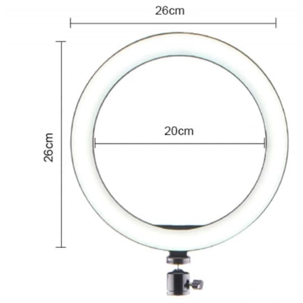 26 cm LED Ring Light for Makeup, Video, Studio - Dimmable with 3 Light Modes, Easy to Carry and Install (FMY)