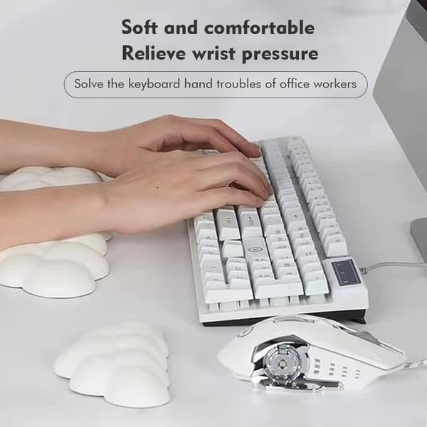 Ergonomic Cloud Wrist Rest for Keyboard and Mouse, PU Leather Memory Foam, Non-Slip