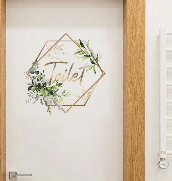 Fjärilsväggdekaler med blommotiv, fyrkantig badrumsdörrdekor