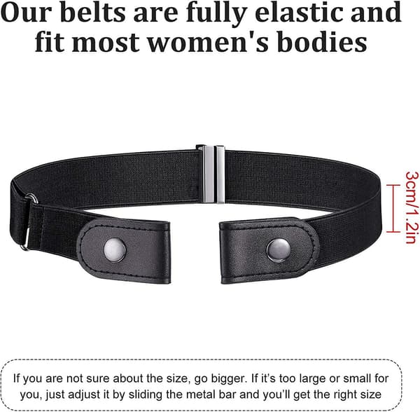 6 stykker spenneløst stretchbelte, elastisk usynlig belte uten spenne for jeans og bukser