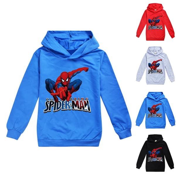 Spider-Man 3D-printet barnehettegenser, langermet genser, blå blue 130cm blue 130cm