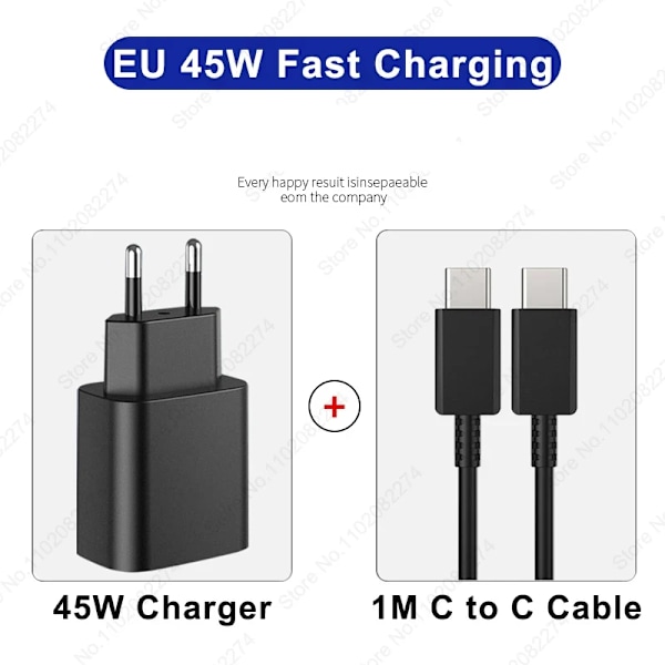 PD 45W USB C Oplader Super Hurtig Opladning Til Samsung Galaxy S24 S23 S22 Ultra A54 A15 A55 5G Telefonoplader Nyt Kabel EU 45W Black 2 IN 1