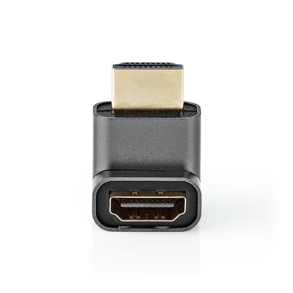 HDMI-adapteri, kulma 270°, kullattu, alumiini, harmaa, 1 kpl