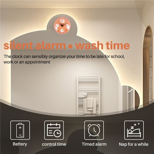 Waterproof Shower Clock Round Diameter 7cm Suction Cup Arabic Numerals Large Display Board for Kitchen (Orange)
