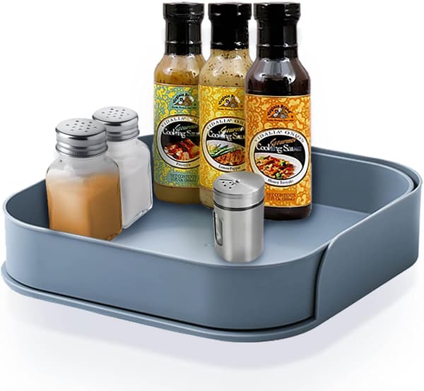 Rotating Spice Rack, Rotating Spice Rack Lazy Susan Turntable Spice Rack Rotating Storage for Cabinet Refrigerator Kitchen Counter Office (White)