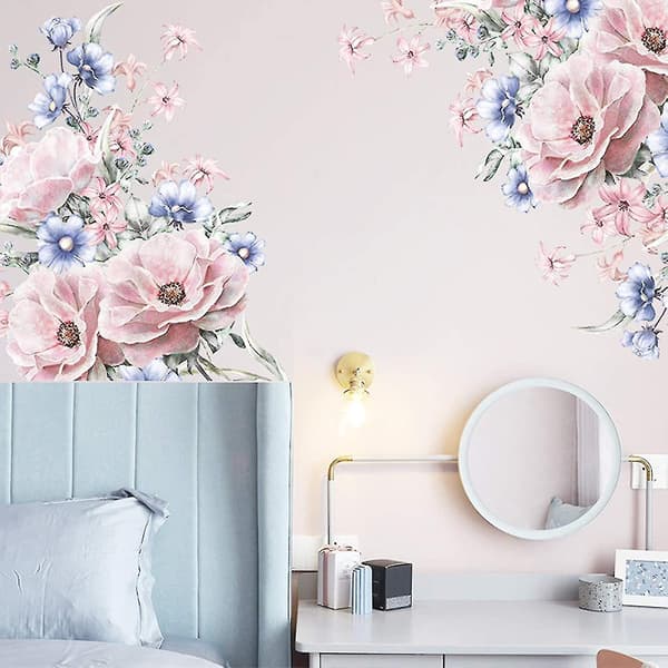 Sxbd Blomsterpioner Veggdekor, Rosa Blå Pion