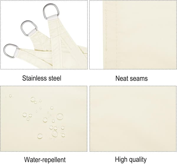 Triangular Sun Sail - 3x4x5m - Off-white - Waterproof - Windproof - UV Resistant - for Gardens