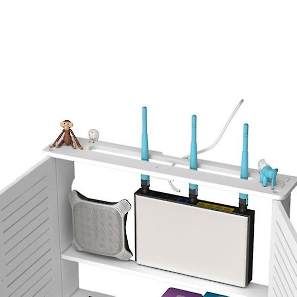 Langaton Wifi-reititinlaatikot Puulaatikko Kaapeli Plus Johtoteline Seinään Asennettava Pistorasia Hylly - Yksittäinen (Valkoinen)
