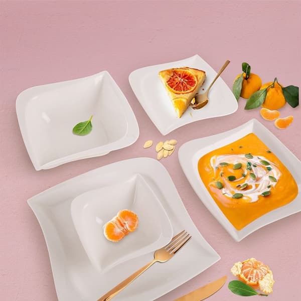 Vit porslinstallrik för dessert - Modern design, diskmaskinssäker