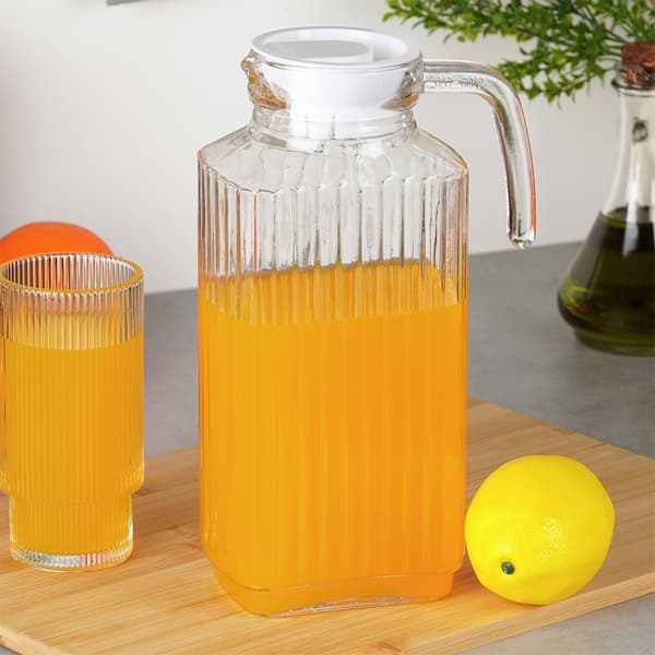 Glaskanna med lock, smal, 1,8L för kyl