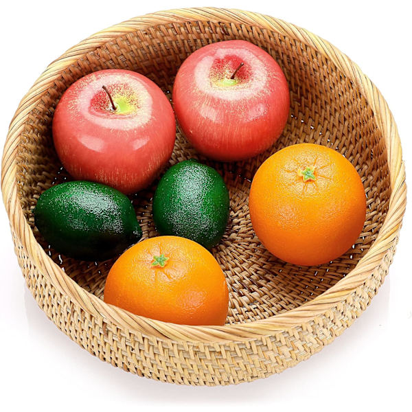 Round Woven Rattan Fruit Basket, Bread Serving Baskets, Snack Storage Baskets, Tabletop Decorative Storage Baskets