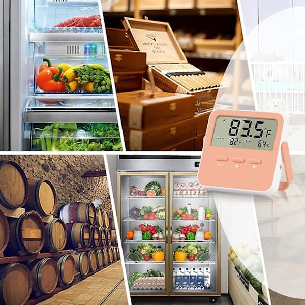 Fryslarms 2-pack Digital Refrigerator Thermometer with Alarm, High/Low Temperature, Extra Sensor