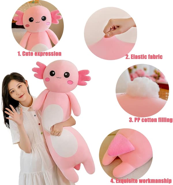 Axolotl Plys-kropspude Bamse Blød 70 cm Lyserød