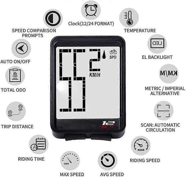 Waterproof Bicycle Computer with LCD Digital Display Bike Odometer Speedometer Bicycle Wired Stopwatch Cycling Accessories (Blue)